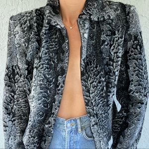 Caché size small blk and grey animal print jacket